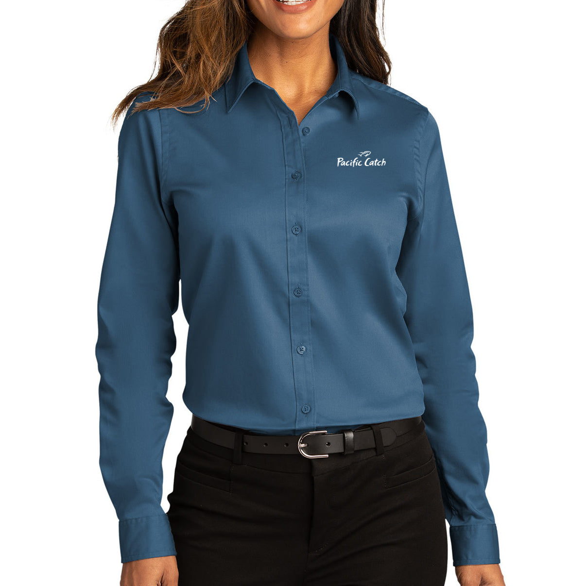 Women's Pacific Catch Long Sleeve Button Down Twill Shirt - Regatta Blue