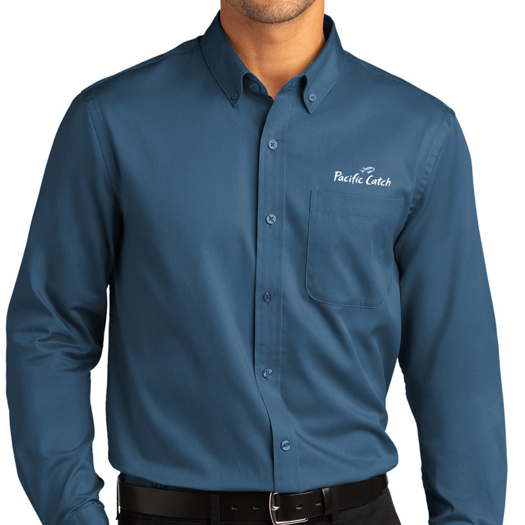 Men's Pacific Catch Long Sleeve Button Down Twill Shirt - Regatta Blue