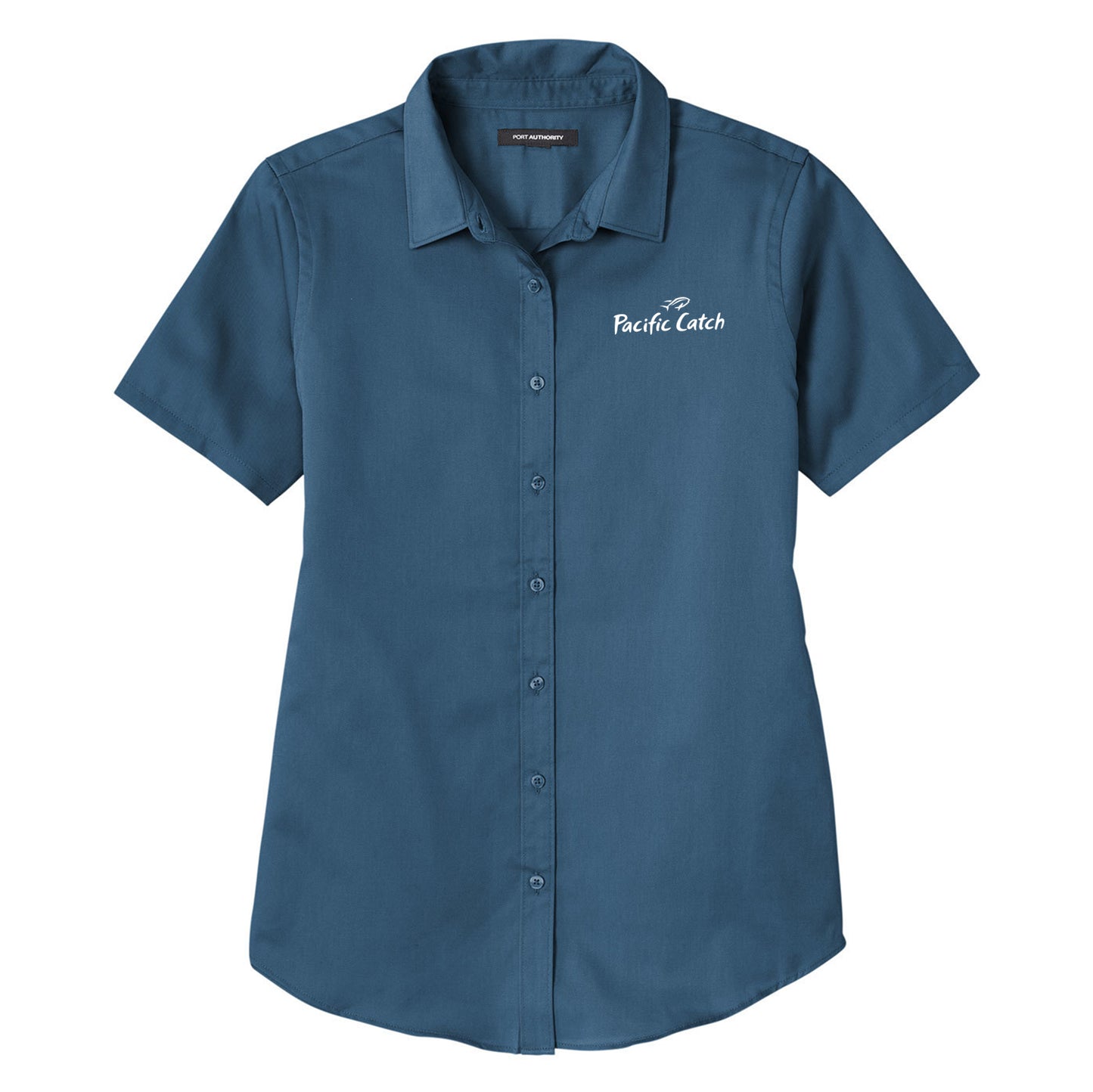 Women's Pacific Catch Short Sleeve Button Down Twill Shirt - Regatta Blue