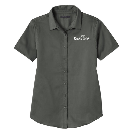Women's Pacific Catch Short Sleeve Button Down Twill Shirt - Storm Grey