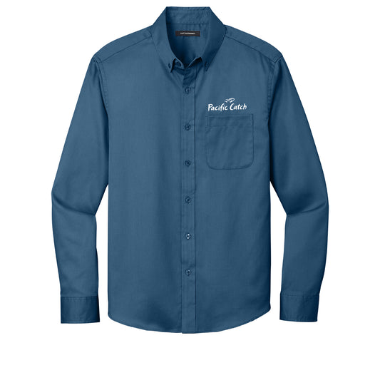 Men's Pacific Catch Long Sleeve Button Down Twill Shirt - Regatta Blue