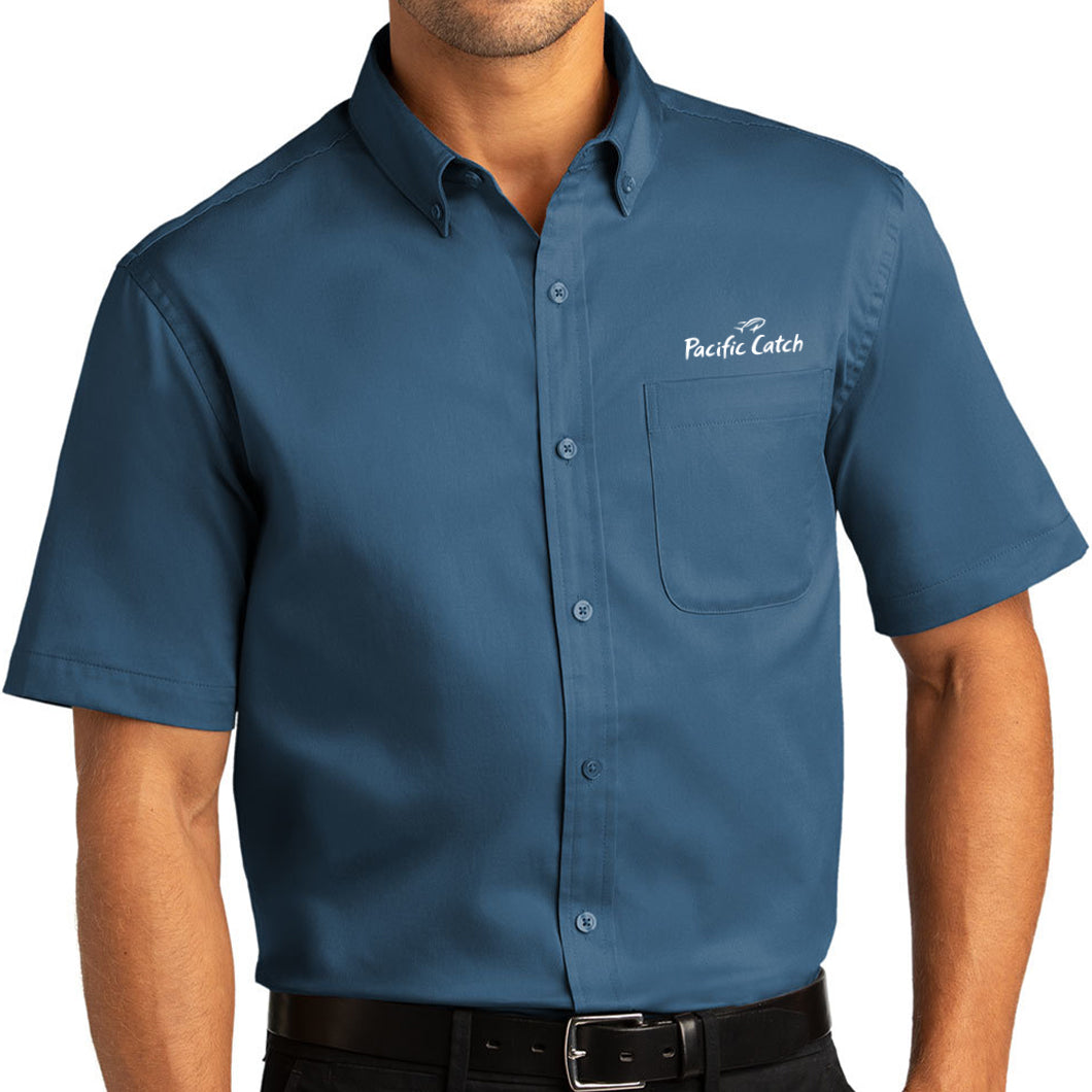 Men's Pacific Catch Short Sleeve Button Down Twill Shirt - Regatta Blue