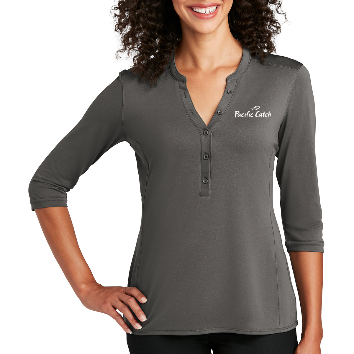 Women's Pacific Catch Henley - Sterling Grey