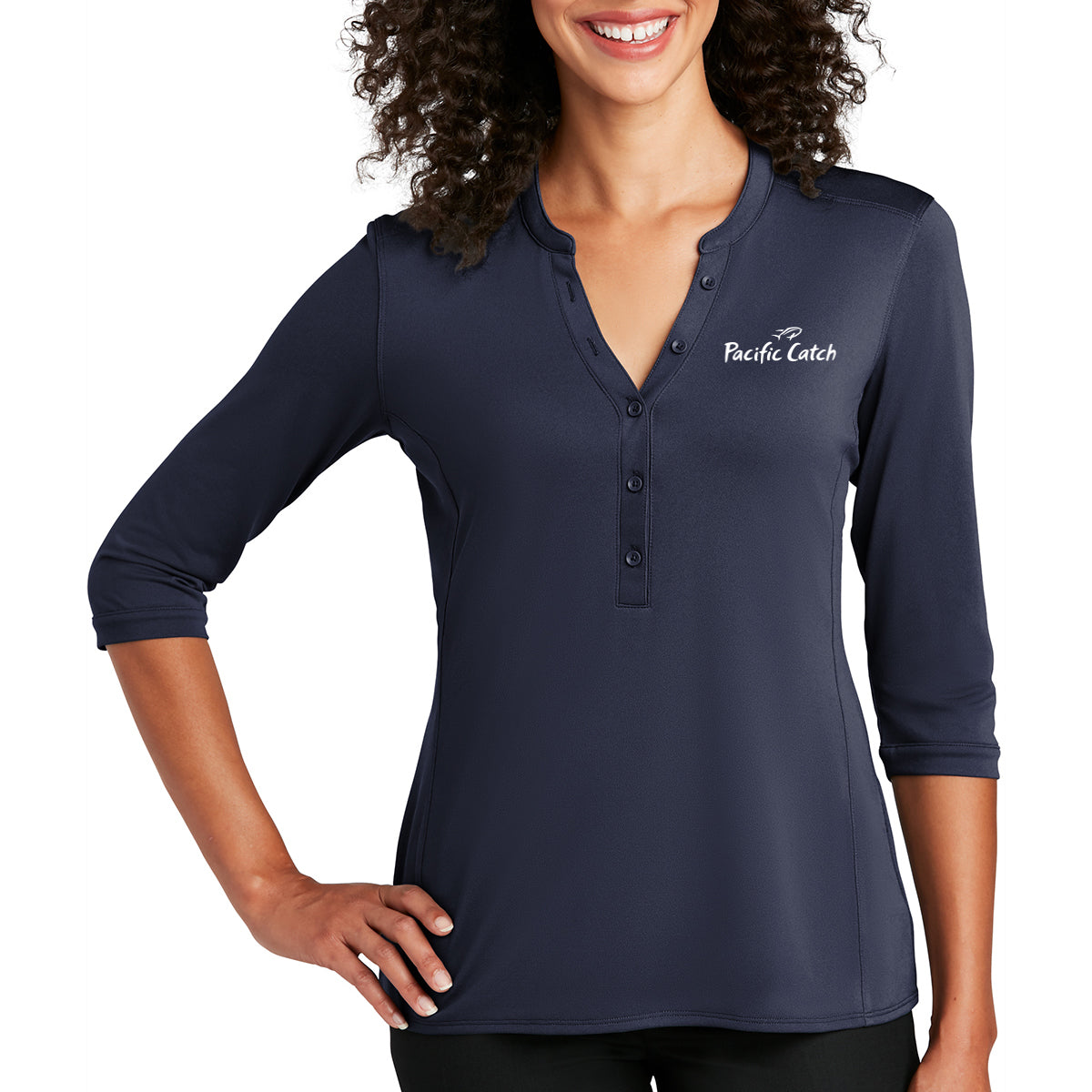 Women's Pacific Catch Henley - True Navy