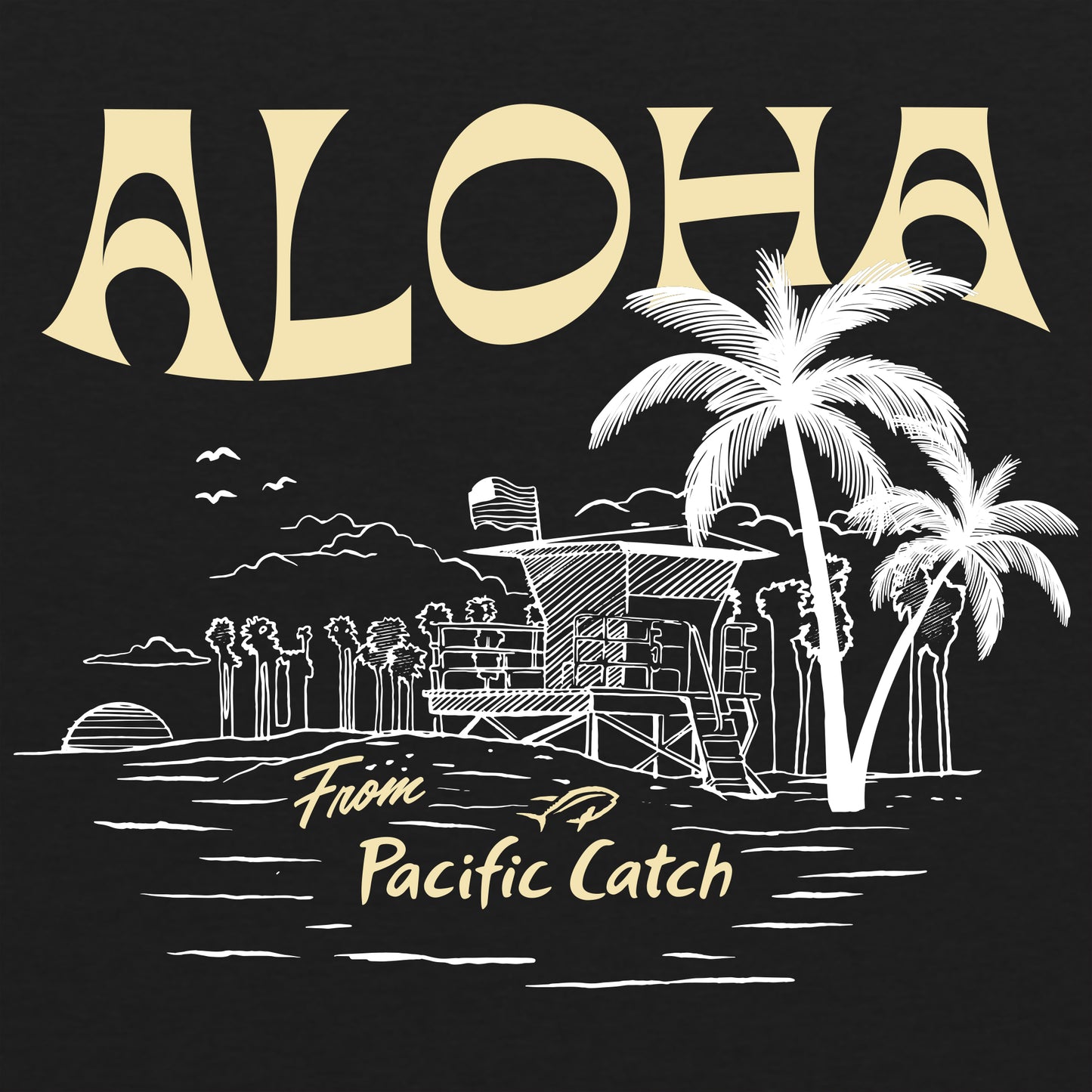 Unisex Pacific Catch Aloha From Tee - Charcoal