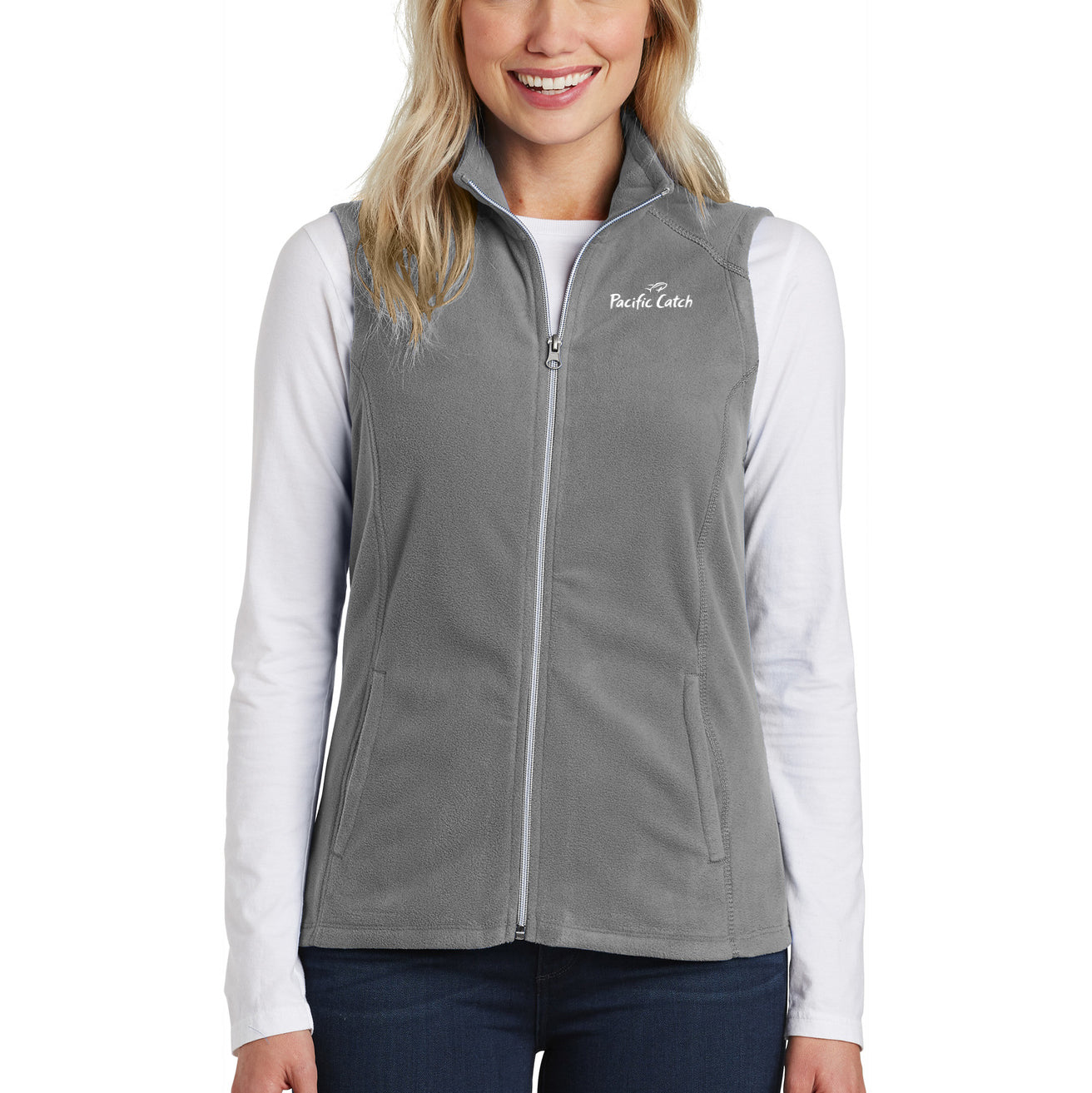 Women's Pacific Catch Fleece Vest - Pearl Grey