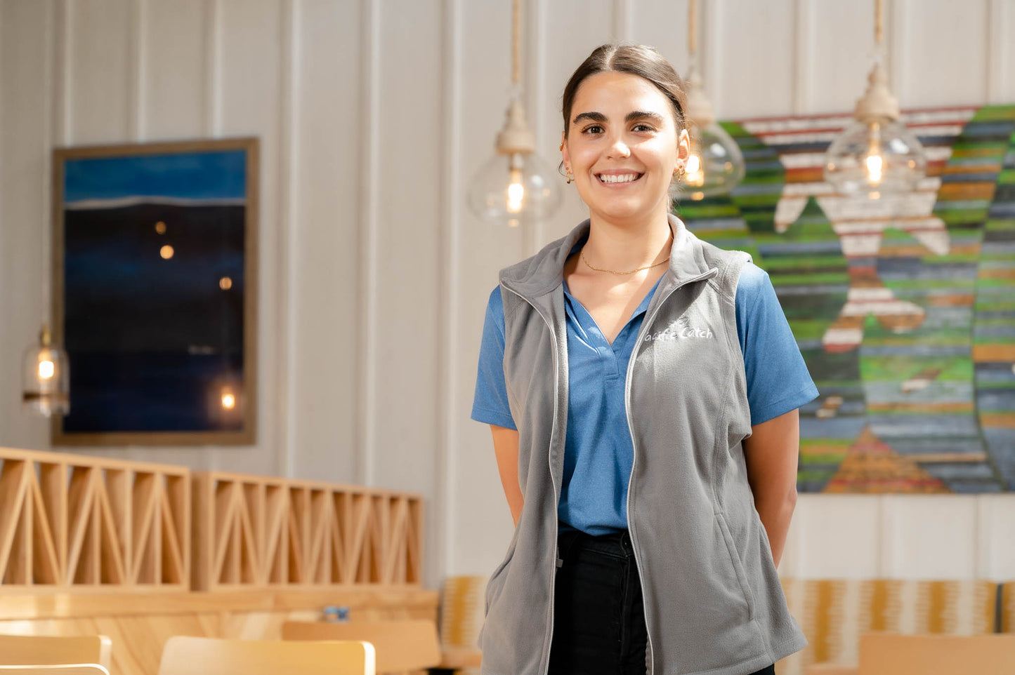 Women's Pacific Catch Fleece Vest - Pearl Grey