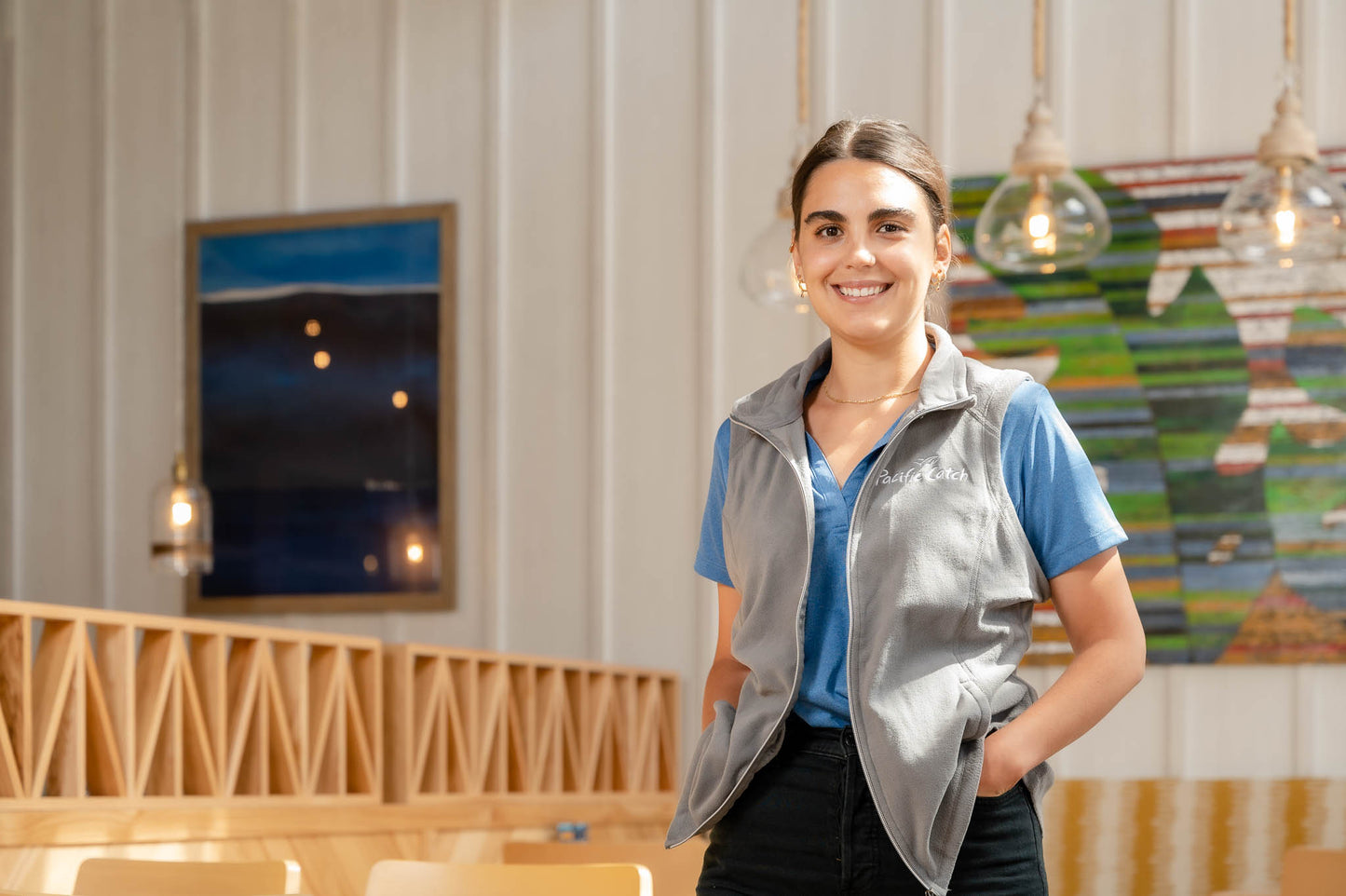 Women's Pacific Catch Fleece Vest - Pearl Grey